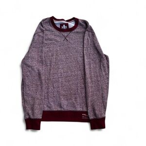 Express Men's Maroon Crewneck Sweater with Contrast Trim